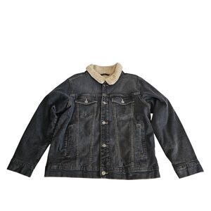 Wonder Nation Boys Sherpa Lined Button Up Denim Jacket Size XL (14-16) READ